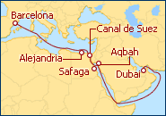 Ver o roteiro do Cruzeiro Canal de Suez desde Barcelona 2012