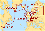 Ver o roteiro do Cruzeiro Transatl�ntico - De Copenhague � Nova Iorque