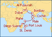 Ver o roteiro do Cruzeiro Emirados �rabes, �ndia, Seychelles, Madagascar, Maur�cias.