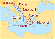 Ver o roteiro do Cruzeiro Mediterr�neo: Veneza e Atenas
