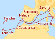 Ver o roteiro do Cruzeiro It�lia, Espanha, Marrocos e Portugal