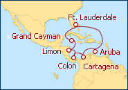 Ver o roteiro do Cruzeiro Canal do Panam�: Ida e volta desde Ft Lauderdale