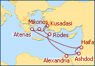 Ver o roteiro do Cruzeiro Grecia, Israel, Egipto y Turqu�a