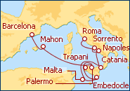 Ver o roteiro do Cruzeiro De Barcelona a Roma