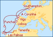 Ver o roteiro do Cruzeiro Espanha e Ilhas Canarias