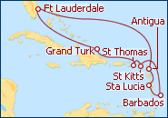 Ver o roteiro do Cruzeiro Caribe Leste - Desde Fort Lauderdale 2012/2013