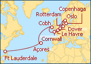 Ver o roteiro do Cruzeiro Transatl�ntico - De Fort Lauderdale � Copenhague