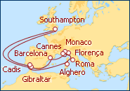 Ver o roteiro do Cruzeiro Mediterr�neo - Ida e Volta desde Londres