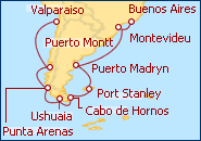 Ver o roteiro do Cruzeiro Am�rica do Sul de Buenos Aires � Valpara�so 2013