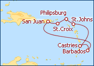 Ver o roteiro do Cruzeiro Sul do Caribe