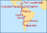 Ver o roteiro do Cruzeiro Fl�rida, Col�mbia, Panam�, Equador, Per� e Chile 2012