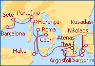 Ver o roteiro do Cruzeiro Grande Aventura desde Barcelona a Atenas