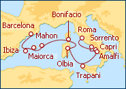 Ver o roteiro do Cruzeiro Baleares, Francia y Italia