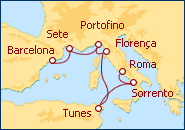 Ver o roteiro do Cruzeiro Mediterr�neo desde Barcelona a Roma