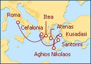 Ver o roteiro do Cruzeiro Ilhas Gregas de Atenas a Roma