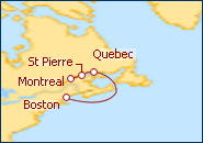 Ver o roteiro do Cruzeiro De Montreal a Boston