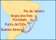 Ver o roteiro do Cruzeiro Argentina, Brasil, Uruguai
