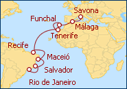 Ver o roteiro do Cruzeiro Brasil, Espanha, It�lia 2013