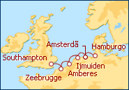 Ver o roteiro do Cruzeiro Norte da Europa Hamburgo - Southampton