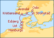 Ver o roteiro do Cruzeiro Norte da Europa Oslo - Hamburgo