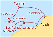 Ver o roteiro do Cruzeiro Ilhas Can�rias, Marrocos e Portugal