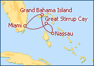 Ver o roteiro do Cruzeiro Miami e Bahamas II