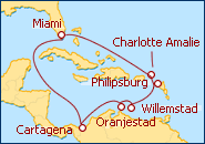 Ver o roteiro do Cruzeiro Sul do Caribe II
