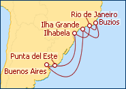 Ver o roteiro do Cruzeiro Costa Brasileira y Prata