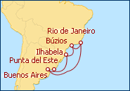 Ver o roteiro do Cruzeiro Prata - Buenos Aires, Rio de Janeiro, B�zios, Ilha Bela, Punta Del Este, Buenos Aires