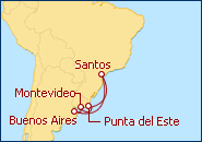 Ver o roteiro do Cruzeiro Prata desde Santos