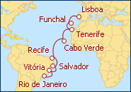 Ver o roteiro do Cruzeiro Rumo � Europa I