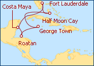 Ver o roteiro do Cruzeiro Caribe Occidental II