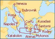 Ver o roteiro do Cruzeiro Mediterr�neo e Ilhas Gregas: de Roma a Veneza