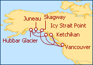 Ver o roteiro do Cruzeiro Alaska, Glaciar Hubbard  2013