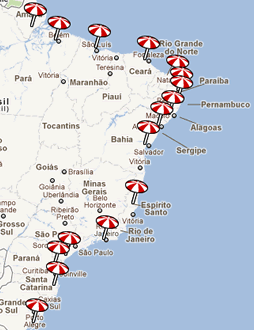 Hot�is de Praia no Mapa