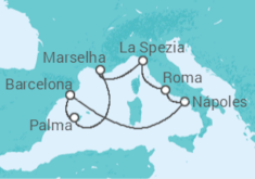 Itinerário do Cruzeiro  Espanha, França, Itália - Royal Caribbean