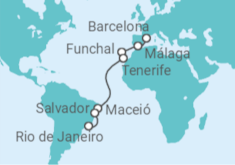 Itinerário do Cruzeiro  De Barcelona ao RJ 2024 - MSC Cruzeiros
