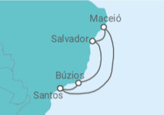 Itinerário do Cruzeiro  Búzios, Salvador, Maceió 24-25 - MSC Cruzeiros