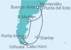 Itinerário do Cruzeiro  Uruguai, Argentina, Chile - Celebrity Cruises