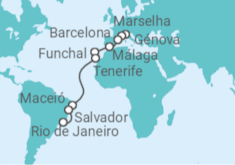 Itinerário do Cruzeiro  De Gênova ao RJ - MSC Cruzeiros