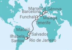 Itinerário do Cruzeiro  De Gênova a Santos - MSC Cruzeiros