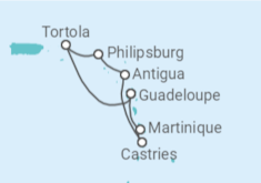 Itinerário do Cruzeiro  Guadalupe, Antilhas, Antígua - Costa Cruzeiros