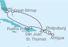 Itinerário do Cruzeiro  Bahamas, Ilhas Virgens, Sint Maarten, Porto Rico - NCL Norwegian Cruise Line