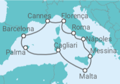 Itinerário do Cruzeiro  Itália, Malta, Espanha, França - NCL Norwegian Cruise Line