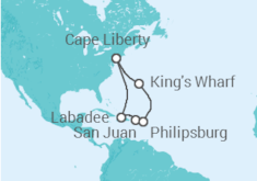 Itinerário do Cruzeiro  Bermudas, Sint Maarten, Porto Rico - Royal Caribbean
