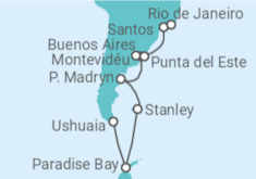 Itinerário do Cruzeiro  De Ushuaia ao Rio de Janeiro - NCL Norwegian Cruise Line