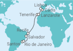 Itinerário do Cruzeiro  De Santos a Lisboa - Costa Cruzeiros