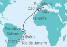 Itinerário do Cruzeiro  De Santos a Barcelona - Costa Cruzeiros