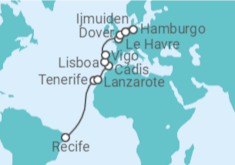 Itinerário do Cruzeiro  De Recife a Hamburgo (Alemanha) - Costa Cruzeiros