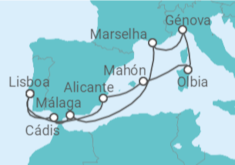 Itinerário do Cruzeiro  Espanha, Itália, França - MSC Cruzeiros